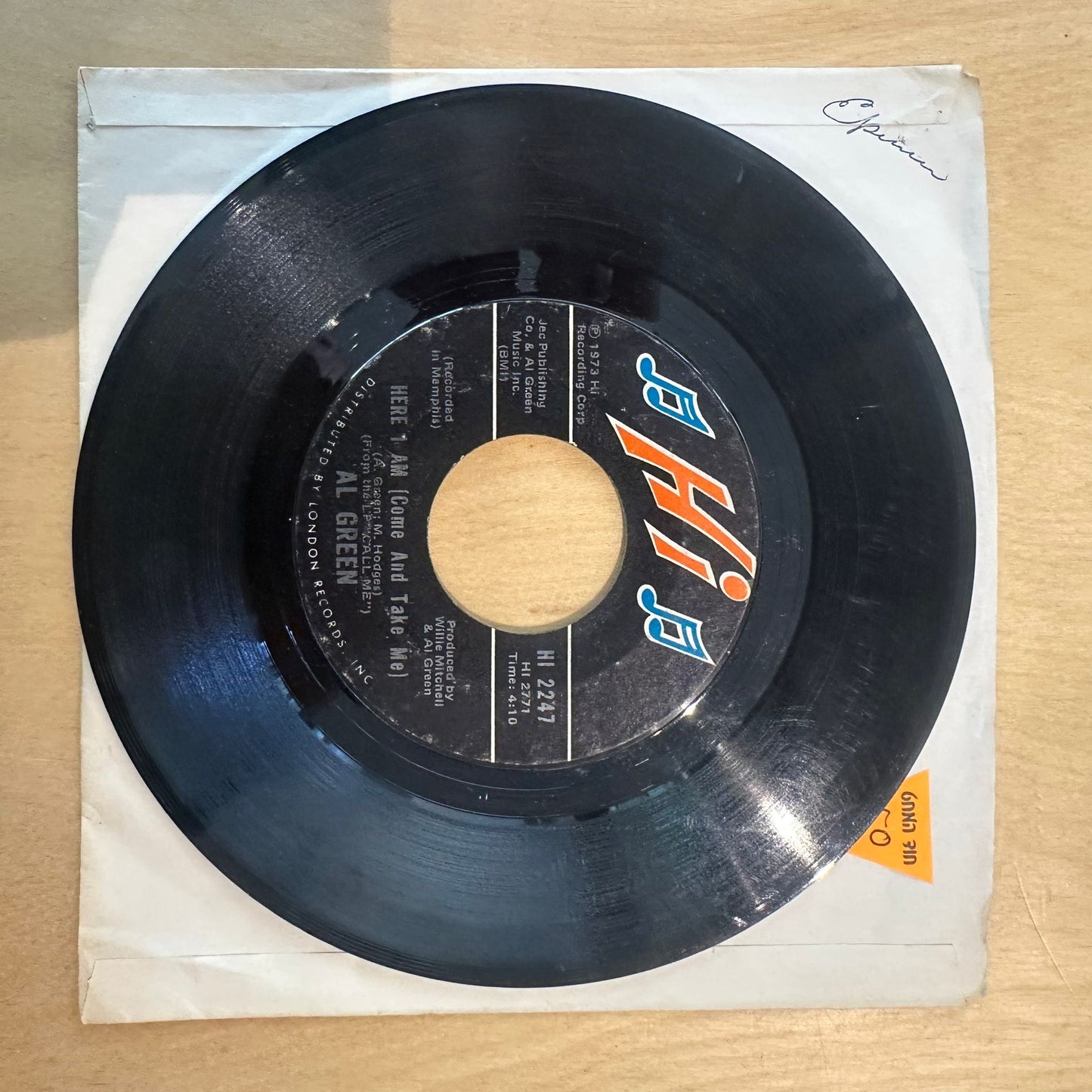 Al Green — Here I Am (Come And Take Me) / I'm Glad Your Mine 7"
