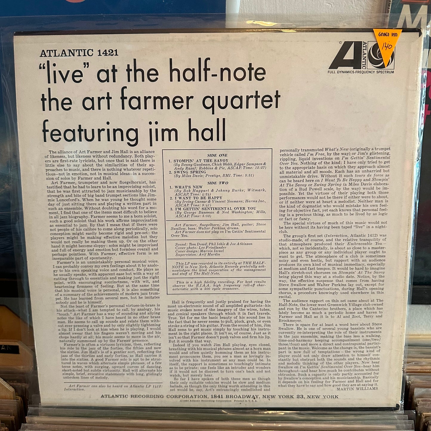 The art farmer quartet - live at half note