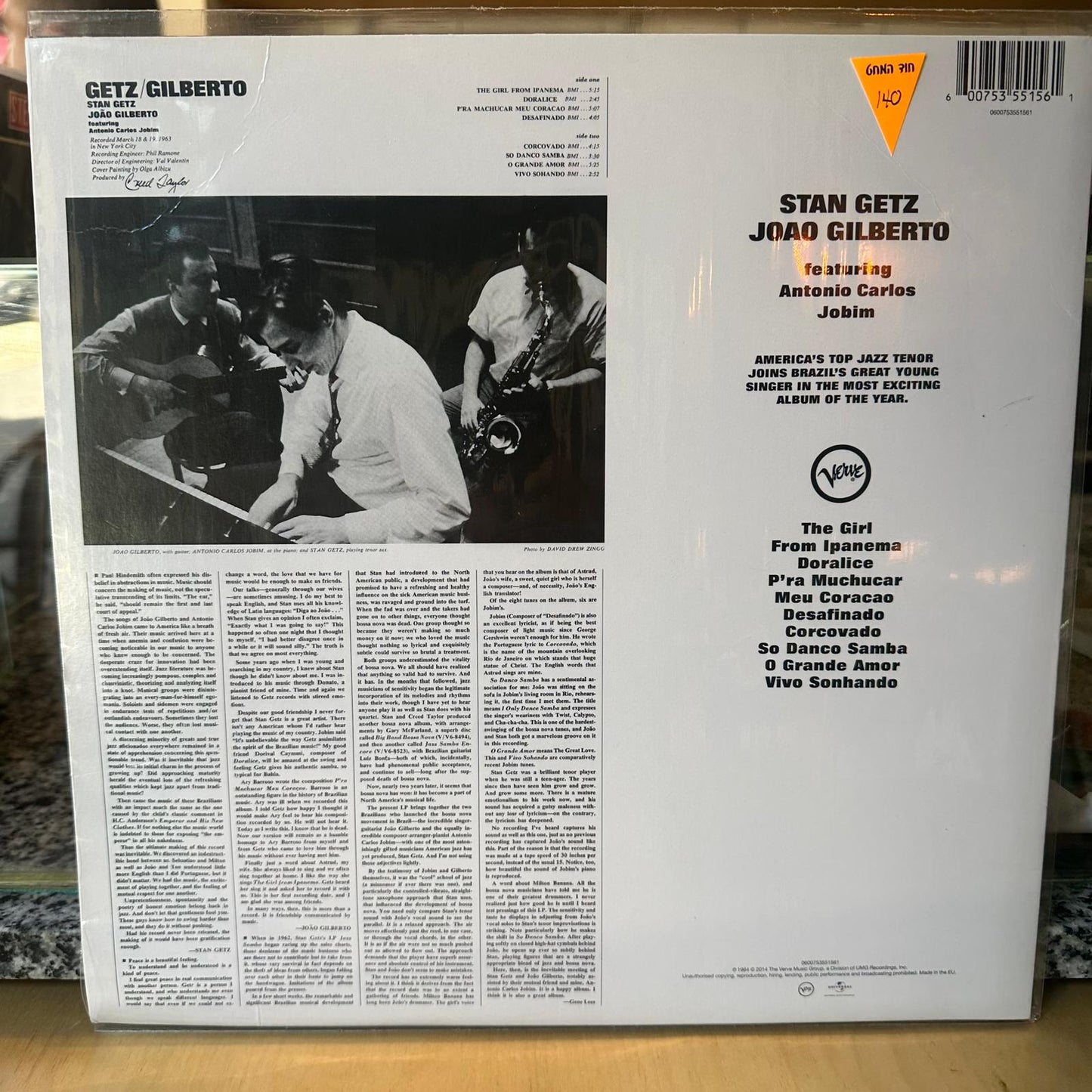 Stan Getz, Joao Gilberto* Featuring Antonio Carlos Jobim - Getz / Gilberto